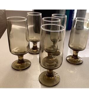 Vintage Libbey Tawny Accent Wine Juice Glasses  Set 6